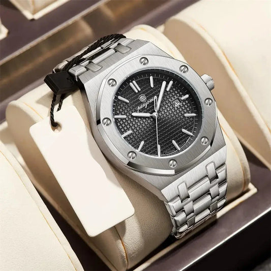 Quartz Stainless Steel Business Watch Water-Resistant Date