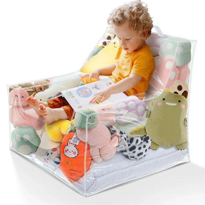 Toy Storage Stool Thickened PVC Transparent Seat Kids 2-In-1 Organizer Chair Playroom Fall 2025 Water-Resistant Simple Clean