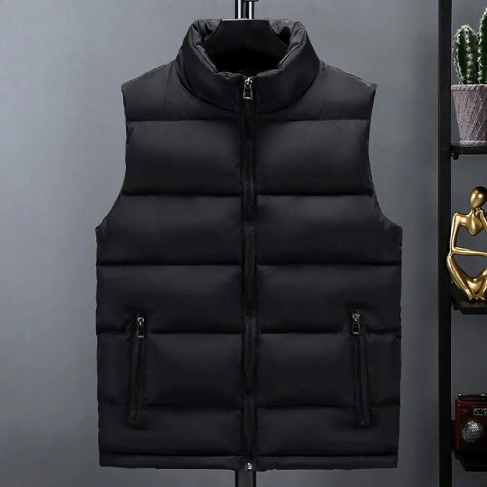 Light Men's Puffer Vest - Slim Stand Collar, Quilted