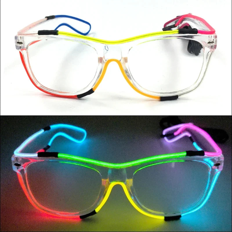 Light LED Up Neon Glasses for Party - Glow in The Dark Party Supplies, EL Wire Party Favors