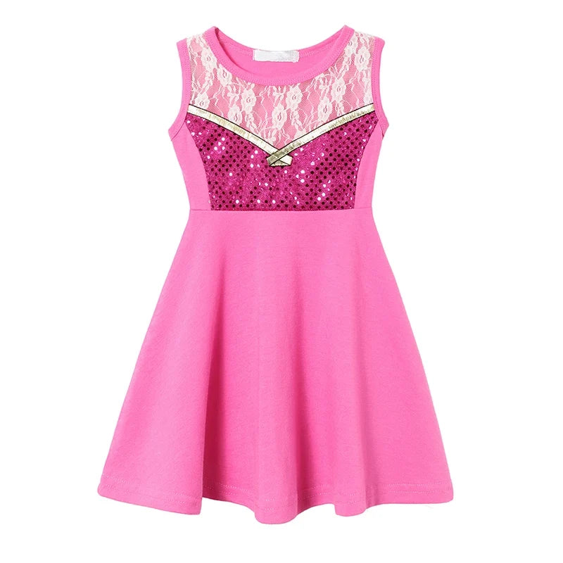 Light girls' dress - sleeveless a-line, polyester, elastane, casual summer wear