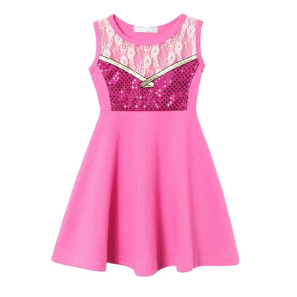 Light girls' dress - sleeveless a-line, polyester, elastane, casual summer wear