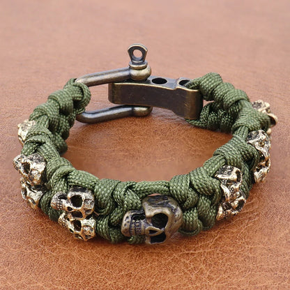 Skull Paracord Bracelet Gothic Wristband Halloween 2026 Gift Idea Flexible Braided Jewelry