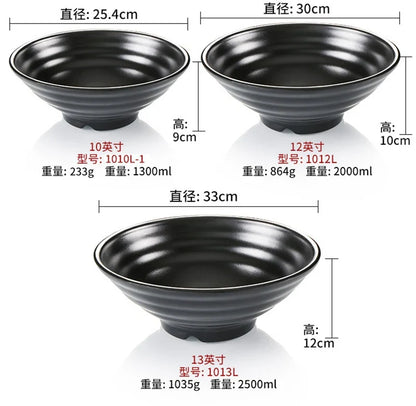Bowl Ramen Black Plastic Japanese Style Noodle Bowl