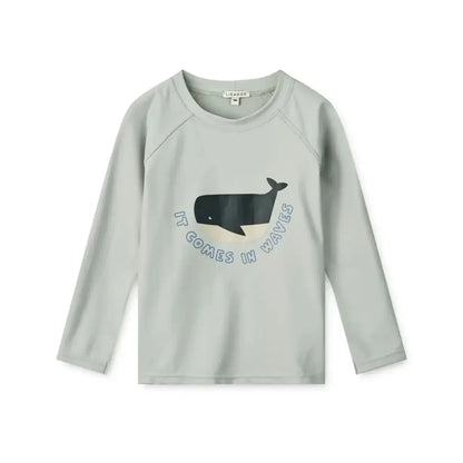 Rash Guard & Hat, Nylon, Cartoon Seagull Star Print, Beach Holidays – Fast-dry Kids’ Swimwear Kit