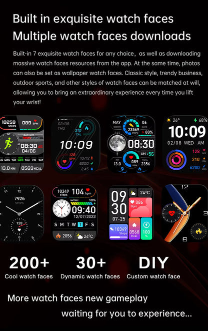 Health 2025 Smartwatch BP+ECG+HRV+BG Monitor with SpO2, Heart Rate, Sleep & Fitness Tracking