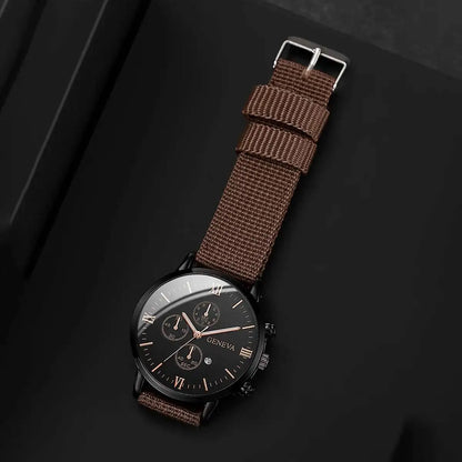 Quartz Watch And Bracelet Kit Nylon Band Casual Gift