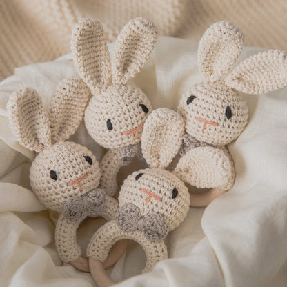 Crochet Baby Rattle Bunny Teether Newborn Sensory Toys