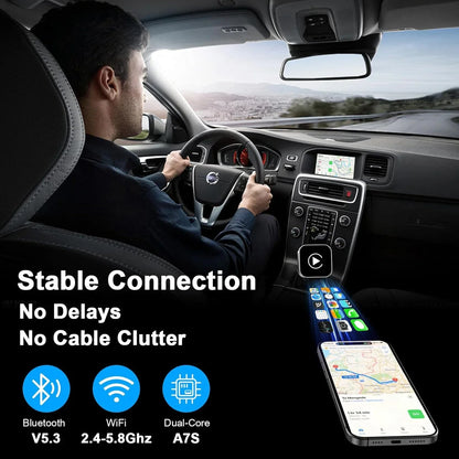 Cordless CarPlay Adapter 2-In-1 For Android Auto, AI Smart Box, Fall 2025 Car Tech Gift