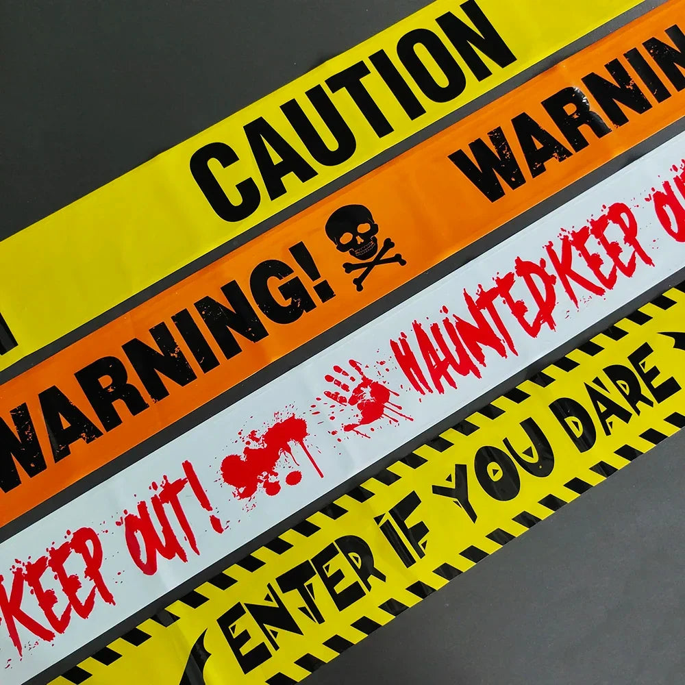 Halloween Warning Tape Spooky Party Decoration Banner Kit Halloween 2025 Decor Simple Hang Window Prop