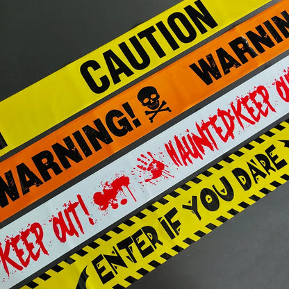 Halloween Warning Tape Spooky Party Decoration Banner Kit Halloween 2025 Decor Simple Hang Window Prop