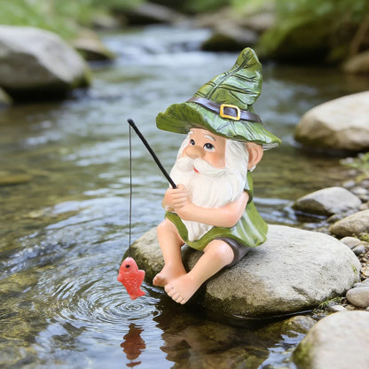 Gnome Garden Fishing Statue Resin Outdoor Ornament Saint Patrick's Day Garden Decor 2026 Whimsical Outdoor Gift Idea