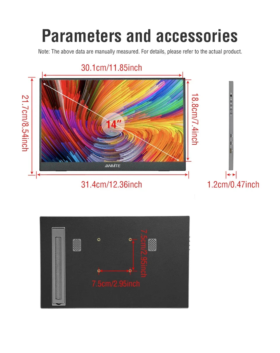 Travel-Friendly Monitor 14.1 Inch Touch IPS HDR10 Second Screen