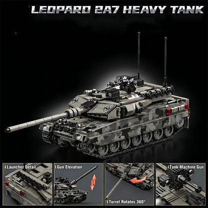 Military Tank Building Blocks Leopard 2A7 Model 1007 Pieces Camouflage Brick Kit Fall 2026 Gift
