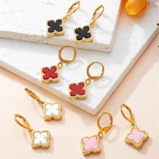 Four Earrings Leaf Clover Pendant Dangle Jewelry Gift Idea Spring 2026 Trendy Party Accessory