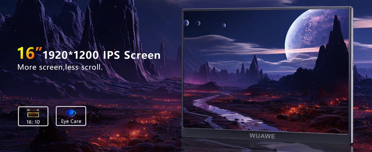 16 Inch 120Hz Travel-Friendly Monitor 1920x1200 HDR Holiday Gift
