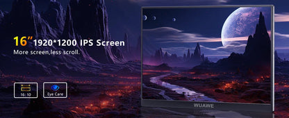 16 Inch 120Hz Travel-Friendly Monitor 1920x1200 HDR Holiday Gift