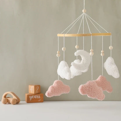 Crib Wooden Mobile Felt Bear Musical Newborn Sensory Toys
