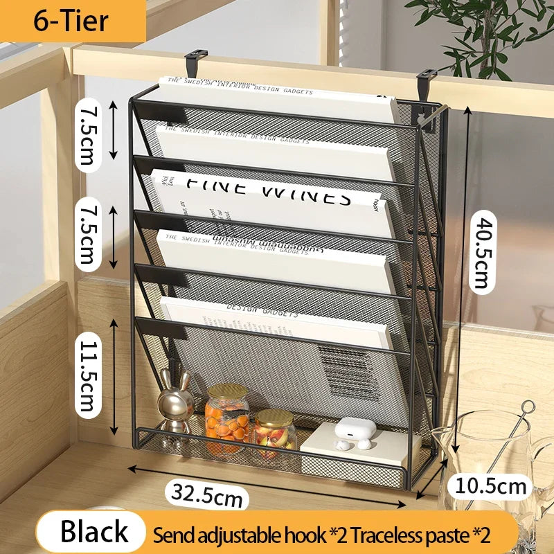 File Desk Organizer 5-Tier Mesh Vertical Wall Mount Desktop Mail Sorter Back To School 2025 Space Saving
