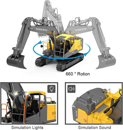 Excavator RC 1/16 Scale Alloy Digger 3in1 Construction Vehicle Fall 2025 Gift Idea