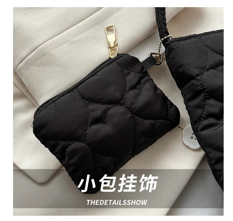 padded square shoulder bag, polyester, casual everyday – Cozy women's quilted tote