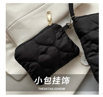 padded square shoulder bag, polyester, casual everyday – Cozy women's quilted tote