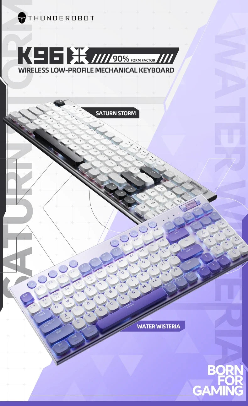 Cordless Low Profile Mechanical Keyboard 98 Keys PBT