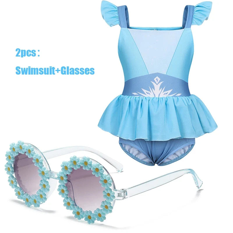 Sturdy Princess Print, Cotton-Poly, For Beach and Pool – Fast-Dry Girls Two-Piece Swimsuit
