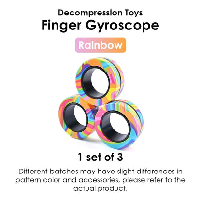 3Pcs Magnetic Rings Fidget Toy Kit - Adult Fidget Magnets Pack for Kids and Teens, Stress Relief Spinner Gift