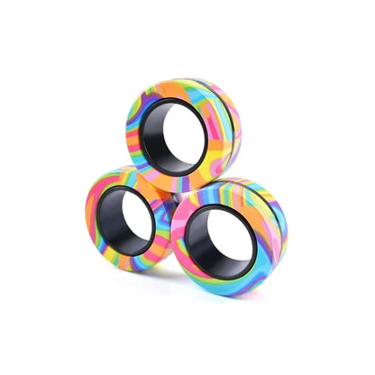 3Pcs Magnetic Rings Fidget Toy Kit - Adult Fidget Magnets Pack for Kids and Teens, Stress Relief Spinner Gift