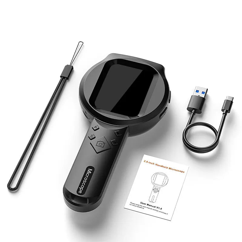 Digital Microscope 2.8-Inch IPS Screen Hand-Held, 1080P HD, 100X Zoom With 15 LEDs For PCB And Coin Examination