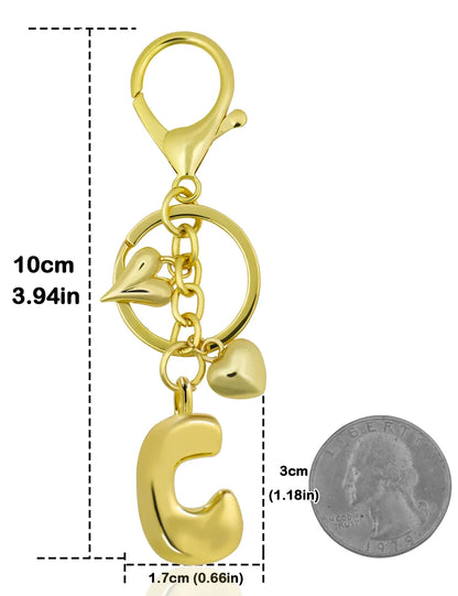 Keychain Personalized Gold Bubble Letter Bag Charm Gift