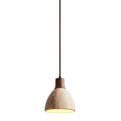 Japanese Japandi Pendant Light Wood And Travertine Bedside Lamp