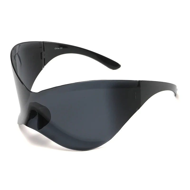 Punk Oversized Rimless Sunglasses for Men and Women, Hip Hop Sport Shades