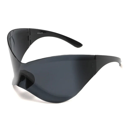 Punk Oversized Rimless Sunglasses for Men and Women, Hip Hop Sport Shades