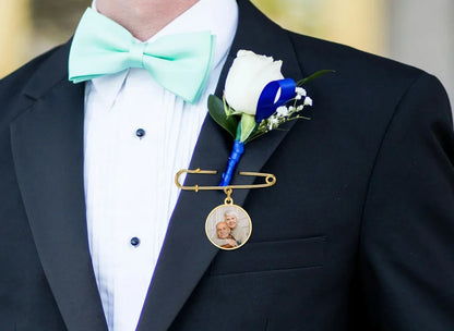 Photo Custom Brooch Pin - Personalized Memorial Picture Wedding Boutonniere Pendant, Zinc Alloy