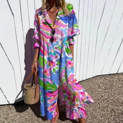 Variant image for Boho Floral Maxi Dress for Women, Elegant Deep V-Neck Long Dress with Flowy Silhouette, Lightweight Summer Style-13