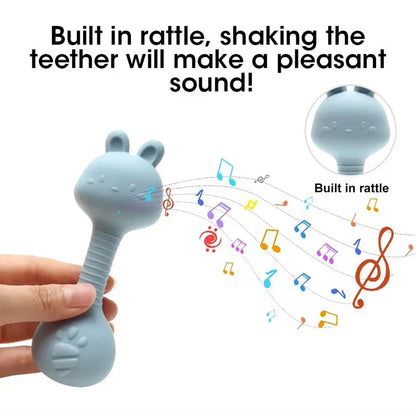 Rabbit Silicone Teether Rattle Newborn Sensory Toys