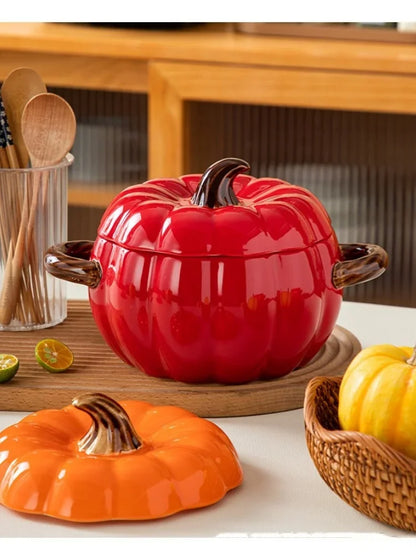 Ceramic2025 Edition Soup Pot Pumpkin Lid Porcelain Large Fall