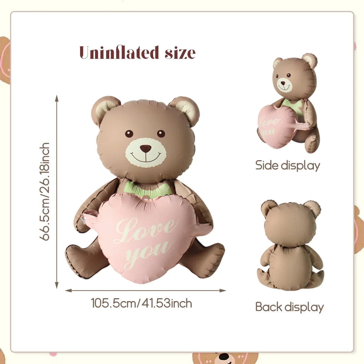 Bear 3D Balloon Foil Lying Cartoon Heart Design Birthday Party And Valentine Decor 2026 Gift