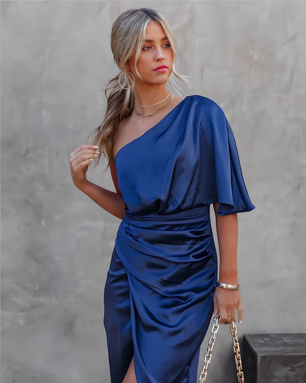 Elegant One-Shoulder Women's Dress - Asymmetrical Black Cocktail Dress for Formal Events and Casual Outings-1
