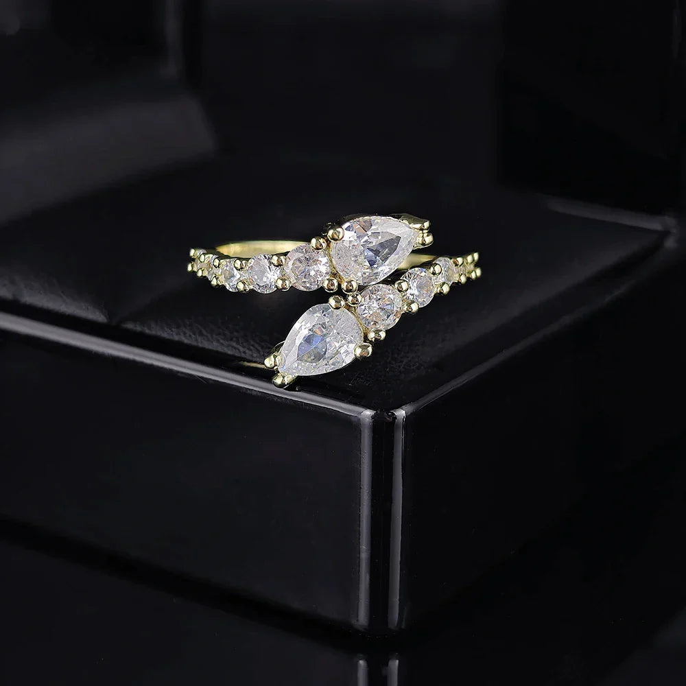 Flexible Cubic Zirconia Cocktail Ring Valentine Gift 2026 Sparkling Prong Setting