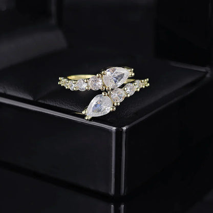 Flexible Cubic Zirconia Cocktail Ring Valentine Gift 2026 Sparkling Prong Setting