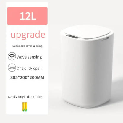 Smart Sensor Trash Bin With Flip Lid For Household Touchless