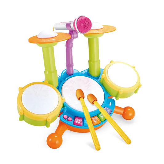 Kids Drum Kit for Toddlers 1-3 with Microphone, Musical Educational Instrument Toys for Girls, Learning Activity Gifts