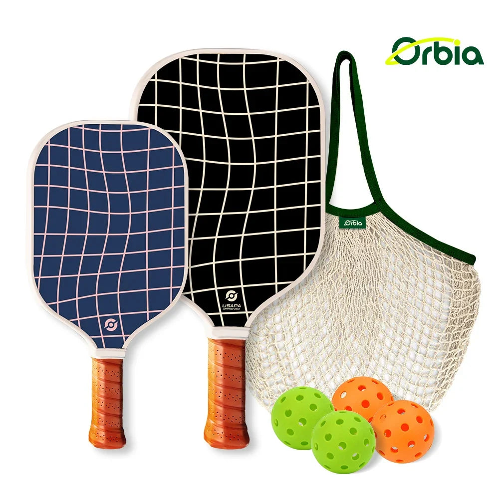 Pickleball Paddle Kit for Family, Sturdy Glass Fiber with 13mm PP Core, Light Outdoor Pickleball Equipment