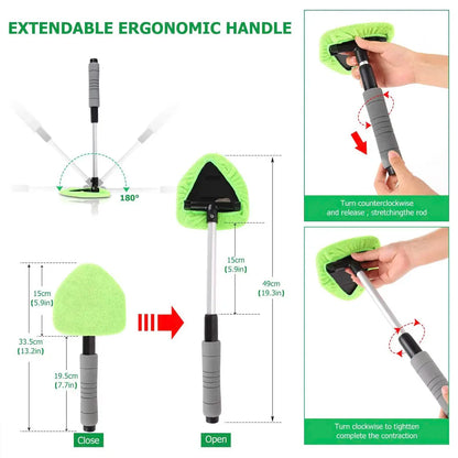 Car Window Cleaner Kit Glass Cleaning Device Microfiber Telescopic Handle Spring 2026 Streak Free Glass