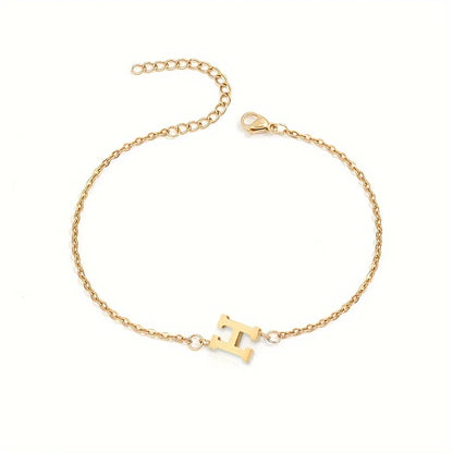 Letter Initial Bead Bracelet Thin Chain Minimalist Elegant