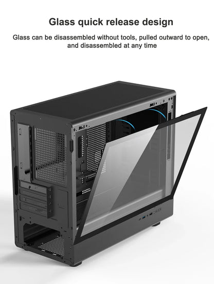 Vertical MicroATX Glass PC Case Supports 360mm Radiator