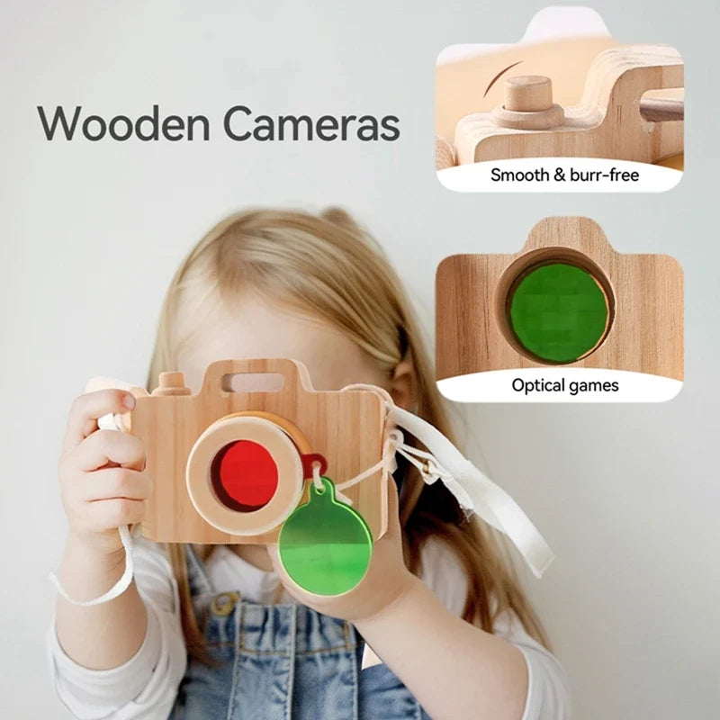 Montessori Wooden Camera Toy for Babies, BPA-Free, Safe Outdoor Gift for Toddlers, Encourages Creative Play and Skill Development